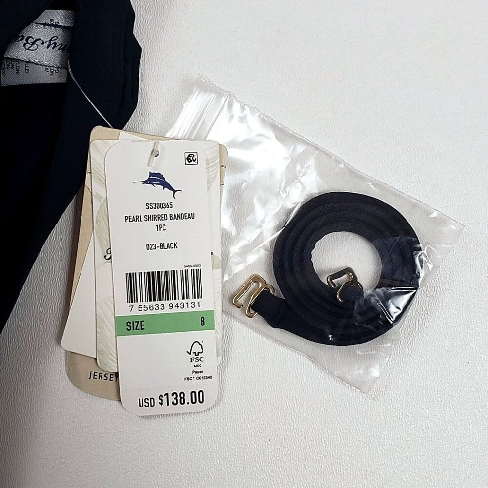 Tommy Bahama Pearl Shirred Bandeau One Piece Convertible Halter Black Women's 8 - Picture 8 of 16